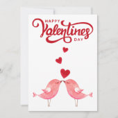 鳥の赤いハートロマンチックなハッピーバレンタインデー シーズンカード (正面)