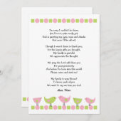 鳥の赤ちゃんシャワーありがとうノート/ピンクグリーン 招待状 (正面/裏面)