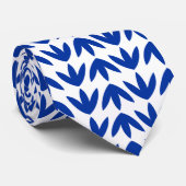 鳥の足パターン – ネイビーの白 ネクタイ (ロール)