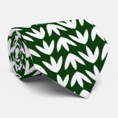 鳥の足パターン – 濃い緑の上の白 ネクタイ (ロール)