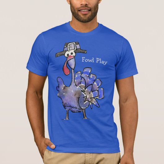 鳥の遊漫画ブルーターキーの黒いTシャツ Tシャツ (正面)