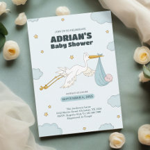 鳥の運かわいい子ボーイ招待状