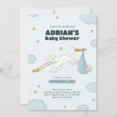 鳥の運かわいい子ボーイ招待状 招待状 (正面)