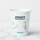 鳥の運かわいい子ボーイ招待状 紙コップ (裏面)