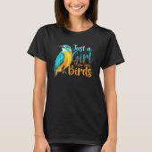 鳥の野鳥観察は鳥を愛する女の子 Tシャツ (正面)