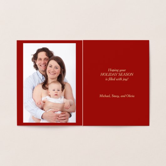 鳥の金箔のクリスマスとモノグラムリース 箔カード (内部)