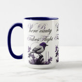 鳥の開花 | パープルとグレーの調和 マグカップ (左)