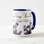 鳥の開花 | パープルとグレーの調和 マグカップ (正面右)