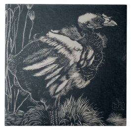 鳥の雛が巣から現れる（ヤン・マンクス） タイル