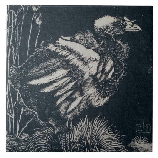 鳥の雛が巣から現れる（ヤン・マンクス） タイル (正面)