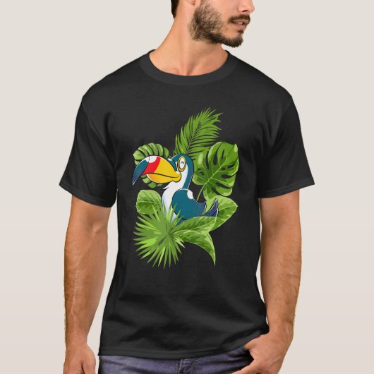 鳥の雨林鳥獣熱帯トゥーカン Tシャツ (正面)