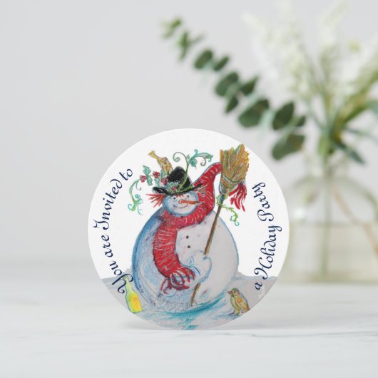 鳥の雪だるま冬季祝賀会を持つ酔っぱらった酒 招待状 (スタンド正面)