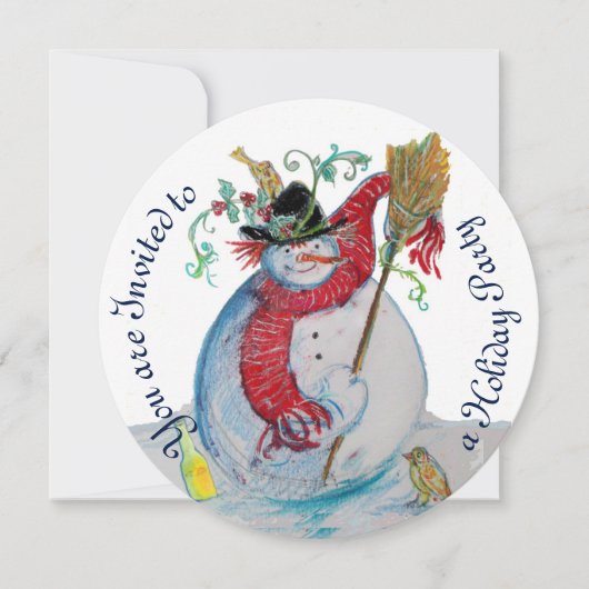鳥の雪だるま冬季祝賀会を持つ酔っぱらった酒 招待状 (正面)