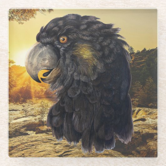 鳥の頭 ガラスコースター (正面)