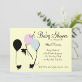 鳥の風船とベビー 招待状 (スタンド正面)