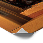 鳥の飛んでいるシルエット木製の窓の幻想 ポスター (角)