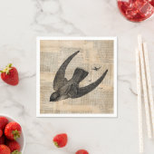 鳥の飛んでいるヴィンテージバードアート スタンダードカクテルナプキン (インサイチュ)