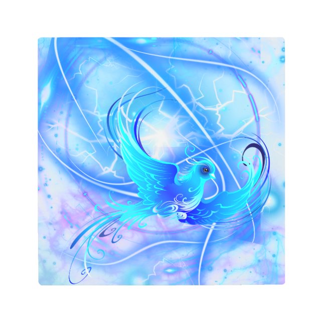 鳥の飛んでいる抽象デザイン メタルプリント (正面)