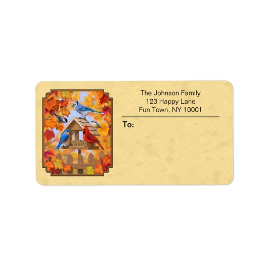 鳥の餌採集秋の黄色 ラベル (正面)