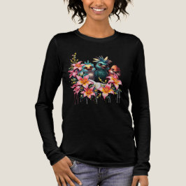 鳥の魔法は花の海に入り トライブレンドTシャツ