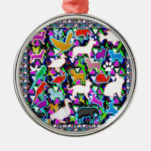 鳥の魚動物ペット動物園は子供をからかいます+部屋NVN706 F メタルオーナメント (正面)