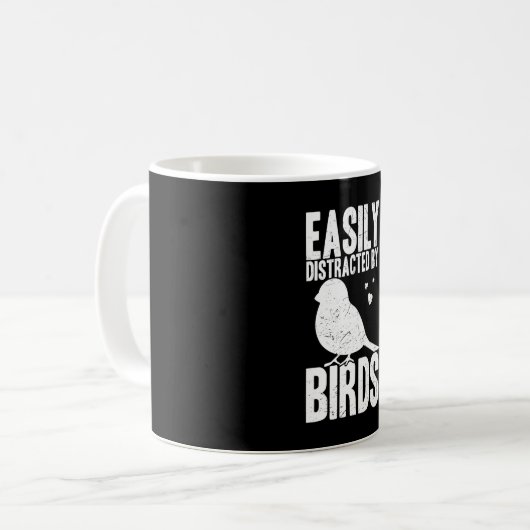 鳥の鳥が恋人を見て簡単に気を散らす コーヒーマグカップ (正面左)
