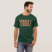 鳥の鳥の恋人の友人レトロに簡単に気を散らす Tシャツ (正面フル)