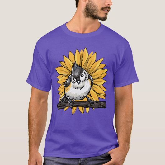 鳥の鳥を見る鳥のイラストレーション動物愛好家 Tシャツ (正面)