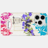 鳥の鳥ピンクコーラルアクアダマスクiPhoneケース Case-Mate iPhoneケース (裏面 (横))