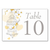 鳥の鳥結婚の鳥の鳥かごの灰色の黄色いテーブル番号 テーブルナンバー (裏面)