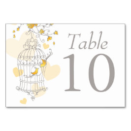 鳥の鳥結婚の鳥の鳥かごの灰色の黄色いテーブル番号 テーブルナンバー