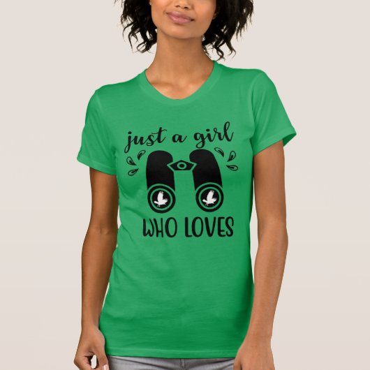 鳥の鳥観察を愛する少女 Tシャツ (正面)
