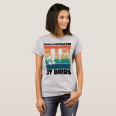 鳥の鳥類監視人の誕生日に簡単に気を散らす Tシャツ (正面フル)