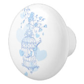 鳥の鳥2つの愛の鳥のハート青いドアノブ セラミックノブ (右)