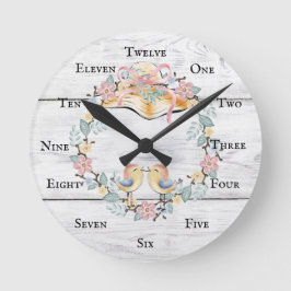 鳥の鳴き声と帽子をかぶっている ラウンド壁時計