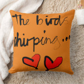 鳥の鳴き声 – オレンジ色の黒い赤 クッション (ブランケット)