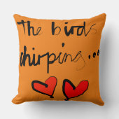 鳥の鳴き声 – オレンジ色の黒い赤 クッション (正面)