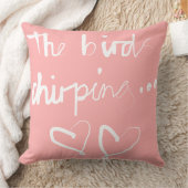 鳥の鳴き声 – ピンク白 クッション (ブランケット)