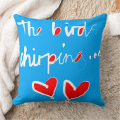鳥の鳴き声 – 青い白い赤 クッション (ブランケット)