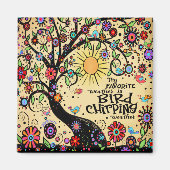 鳥の鳴く天気かわいい木お洒落のおもしろい マグネット (正面)