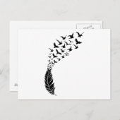 鳥の黒い飛んでいる羽 ポストカード (正面/裏面)