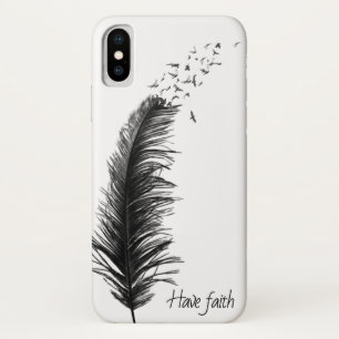 鳥の黒い飛んでいる羽 iPhone X ケース