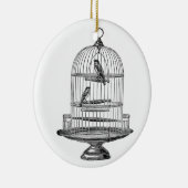 鳥の…オーナメントが付いているヴィンテージの鳥かご セラミックオーナメント (右)