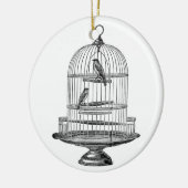 鳥の…オーナメントが付いているヴィンテージの鳥かご セラミックオーナメント (左)