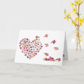 鳥のnのハート カード (黄色い花)