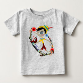 鳥のPinoccioのpinochoのPinocchioの赤いTシャツ ベビーTシャツ
