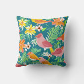 鳥はっきりしたと花の模様 クッション (裏面)