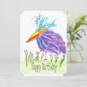 鳥はっきりした水色の平絵を描平誕生日カード カード (スタンド正面)