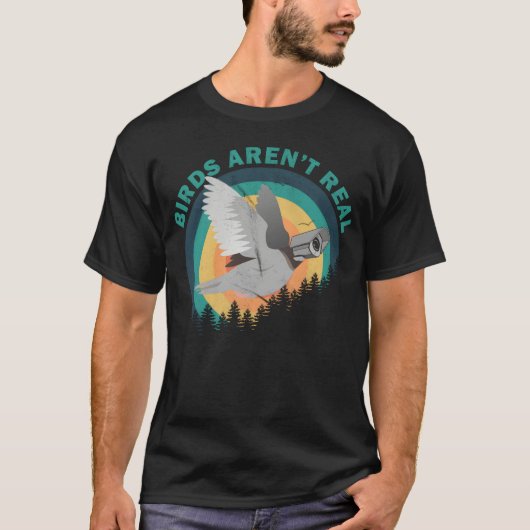 鳥は実在無い実在おもしろい Tシャツ (正面)