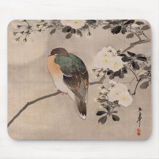 鳥は活気付く木の枝でとまりました マウスパッド (正面)